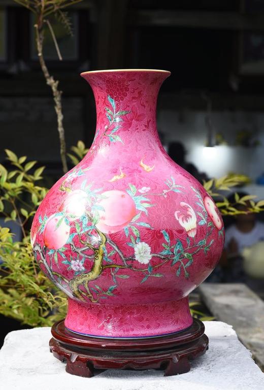 胭脂红扒花福寿三多玉壶春 商品图0