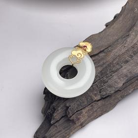 18K白玉吊坠-祥云面包圈
