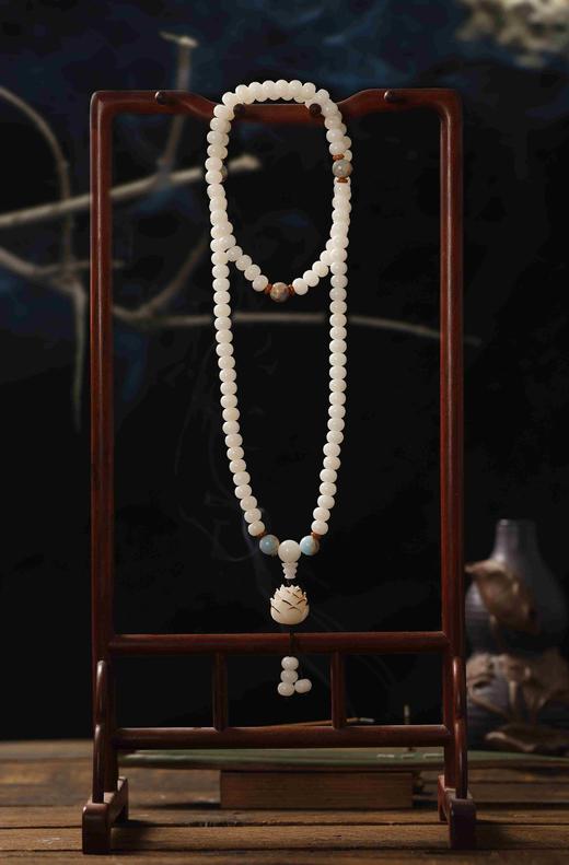 白玉菩提手串➕炭烧莲花吊坠 商品图5