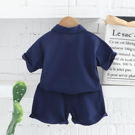 A类夏季新款翻领b字POLO衫童装男童两件套短裤夏装儿童套装 商品图2