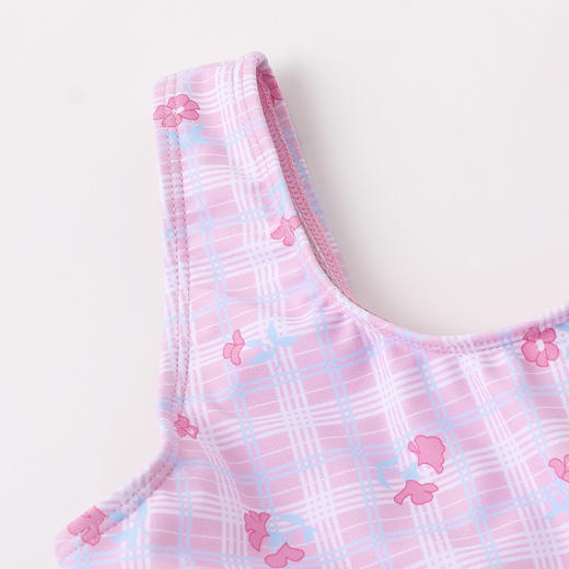 贝贝怡女童连体泳衣套装夏季女宝宝连体裙式泳衣防晒速干泳衣泳帽 商品图4