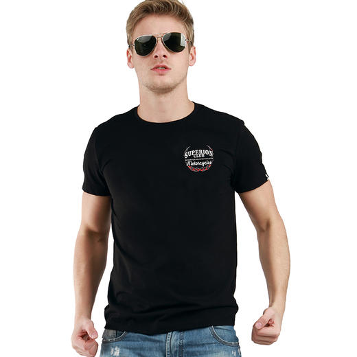 自由基地夏季新款硬派机车摩托美式街头风印花男士短袖T恤衫打底 NMT-2012 商品图1