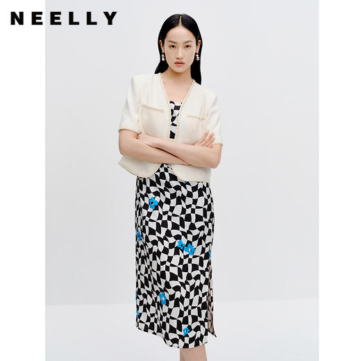 NEELLY纳俪商场同款秋季新款短袖小香风外套女气质百搭短款上衣N23071C01015 商品图2