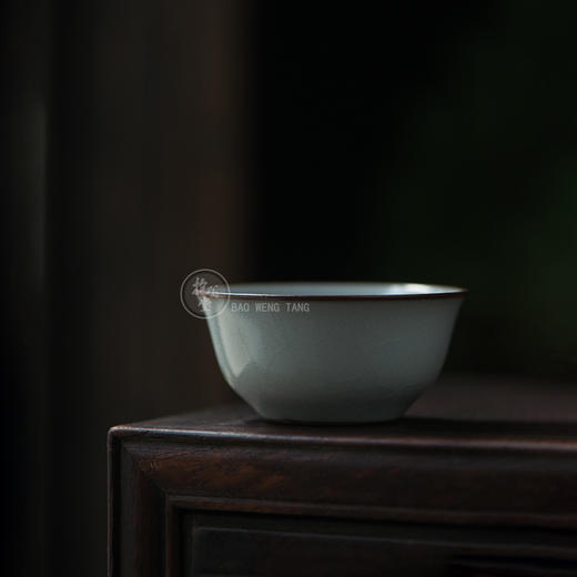 抱翁堂景德镇 汝窑天青马蹄杯 仿汝窑撇口杯  主人单杯品茗杯茶杯 商品图6