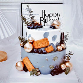 【灰度绅士】-Ins简约风男神双层生日蛋糕