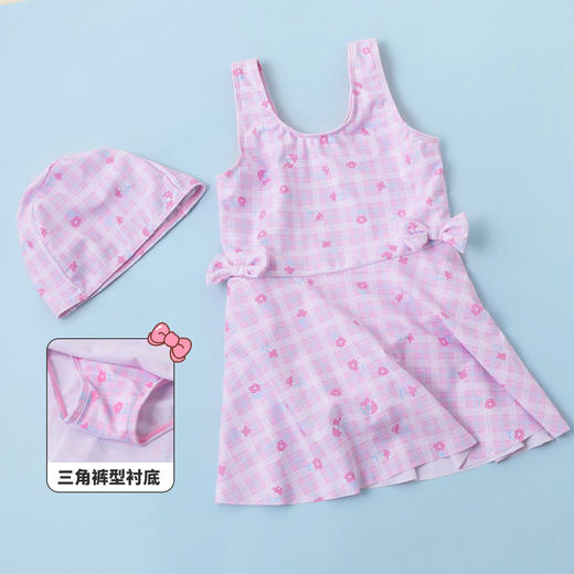 贝贝怡女童连体泳衣套装夏季女宝宝连体裙式泳衣防晒速干泳衣泳帽 商品图1