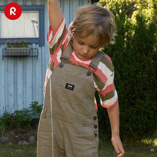 reima男女儿童大童T恤夏季新款宽松休闲时尚条纹圆领纯棉短袖 商品图4