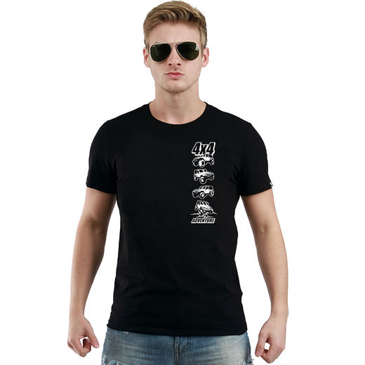 自由基地夏季新款男士越野车图案设计创意牧马人印花短袖休闲T恤 NMT-2016 商品图1