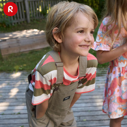 reima男女儿童大童T恤夏季新款宽松休闲时尚条纹圆领纯棉短袖 商品图3