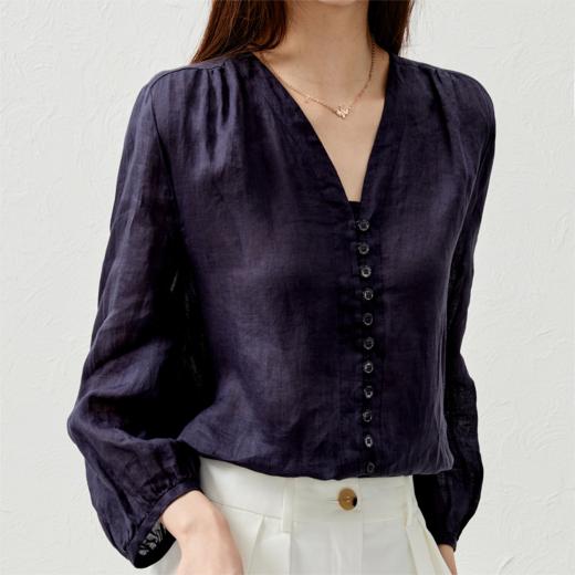 【品牌授权】Flyzoo泡泡袖衬衫 V领+泡泡袖 透气吸汗 轻奢英伦风 温柔显瘦 气质 专柜品质 商品图3