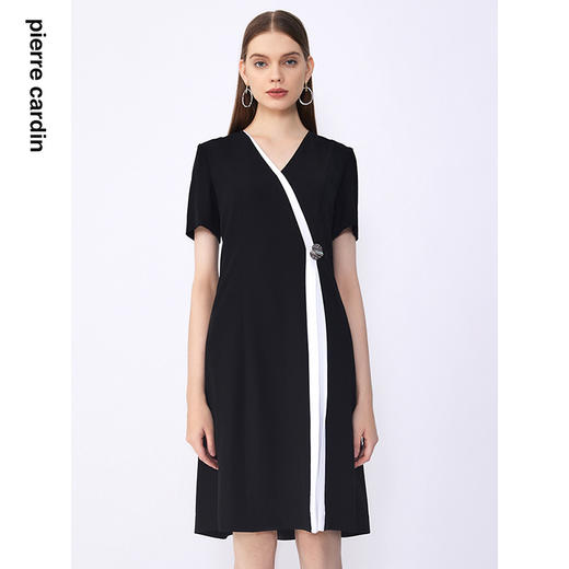皮尔卡丹女装夏季新款通勤时尚淑女拼色连衣裙C32DS023B0
 商品图0