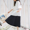 马登女装日系藏青色半身裙百搭显瘦松紧高腰A字半裙秋季工装长裙 商品缩略图1