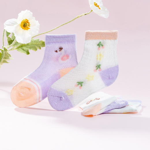 贝贝怡女童袜子夏季薄款儿童网眼袜透气排汗宝宝袜（10双装） 商品图4