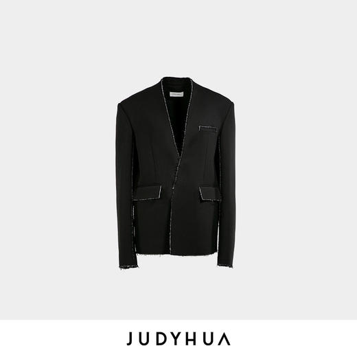 JUDYHUA 极简V领毛边西装 商品图3