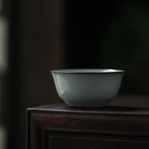 抱翁堂景德镇 汝窑天青马蹄杯 仿汝窑撇口杯  主人单杯品茗杯茶杯 商品图1