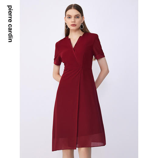 皮尔卡丹女装夏季新款通勤修身不对称多色连衣裙C32DS016
 商品图1