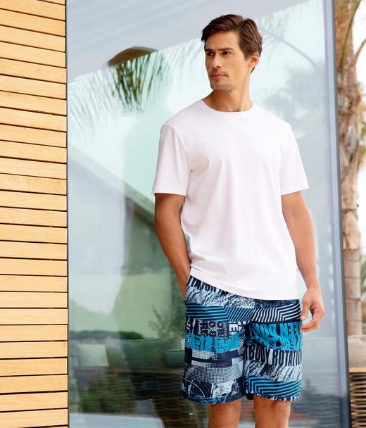 SCHIESSER德国舒雅男士速干沙滩裤度假休闲印花五分短裤39/21055P 商品图0