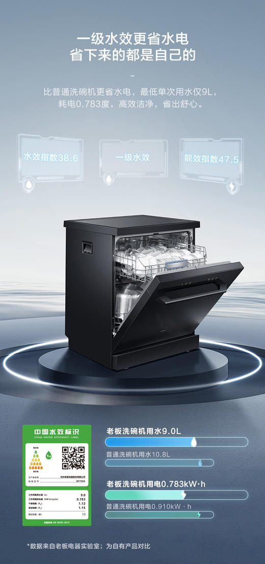 老板洗碗机台式WF790A全自动智能一体家用13套消毒烘干嵌入式套机 商品图0