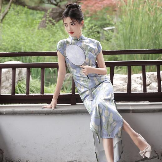 新款改良短袖年轻款，郁金香半开襟侧拉链旗袍YG-2259 商品图1
