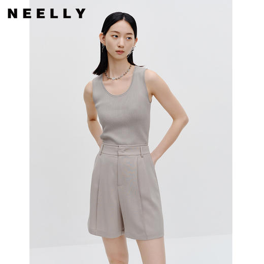 NEELLY纳俪商场同款气质高级灰无袖背心女时尚百搭修身小上衣外穿N23071A01005 商品图0