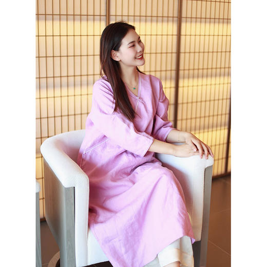 【抖音专属】斜襟连衣裙（23707285-木槿） 商品图0