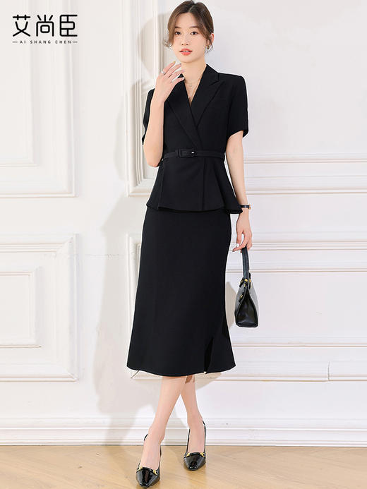 艾尚臣黑色西装两件套气质女神范收腰显瘦夏季新款酒店经理工作服 商品图3