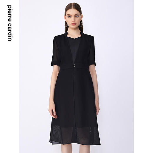 皮尔卡丹女装夏季新款通勤职业干练修身连衣裙C32DS030
 商品图0