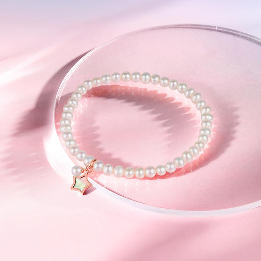 周六福红18K珍珠母贝手链 优雅星星多种款式珍珠手链配饰女生礼物 商品图3