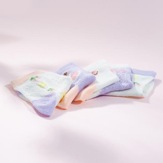 贝贝怡女童袜子夏季薄款儿童网眼袜透气排汗宝宝袜（10双装） 商品图7