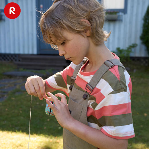 reima男女儿童大童T恤夏季新款宽松休闲时尚条纹圆领纯棉短袖 商品图2