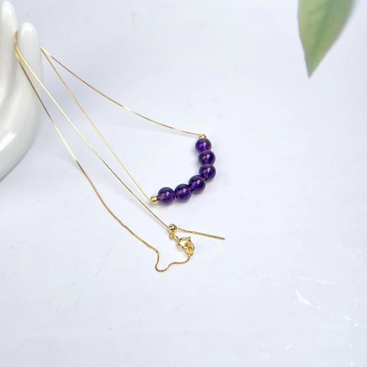 DS925水晶项链-紫水晶微笑圆珠7#-6F3 商品图0