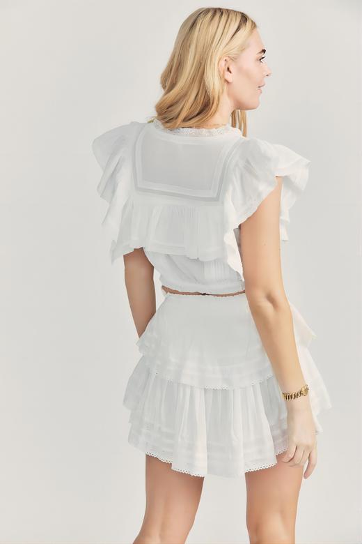 LOVESHACKFANCY - RUFFLE MINI SKIRT - ANTIQUE WHITE - 短裙 - 白色 商品图2
