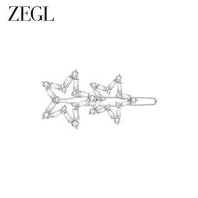 ZEGL璀璨星星发夹女2023新款后脑勺一字夹青蛙扣边夹侧边夹子头饰