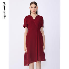 皮尔卡丹女装夏季新款通勤修身不对称多色连衣裙C32DS016
