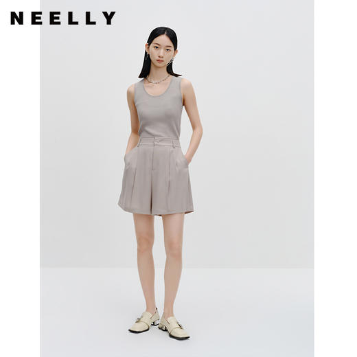 NEELLY纳俪商场同款气质高级灰无袖背心女时尚百搭修身小上衣外穿N23071A01005 商品图1
