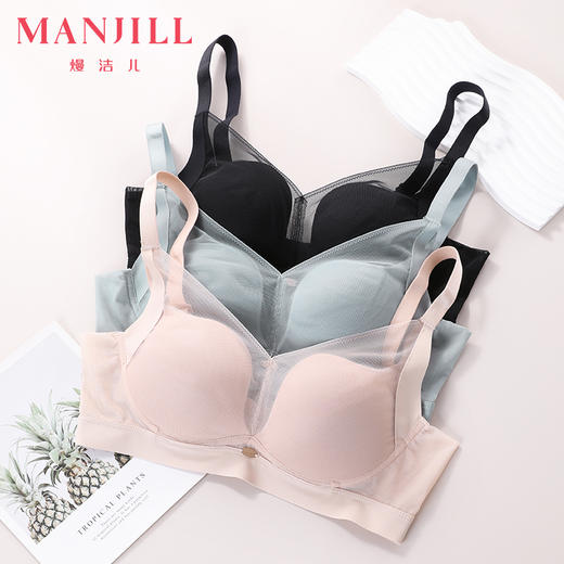 【商场同款】熳洁儿 轻纱曲线杯小胸聚拢文胸无钢圈上薄下厚柔软舒适AB通杯23201525 商品图7