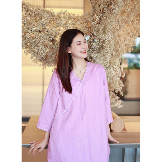 【抖音专属】斜襟连衣裙（23707285-木槿） 商品图3