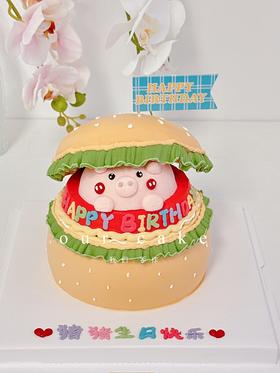 汉堡猪猪蛋糕(红色色素偏重)-低糖处理无添加