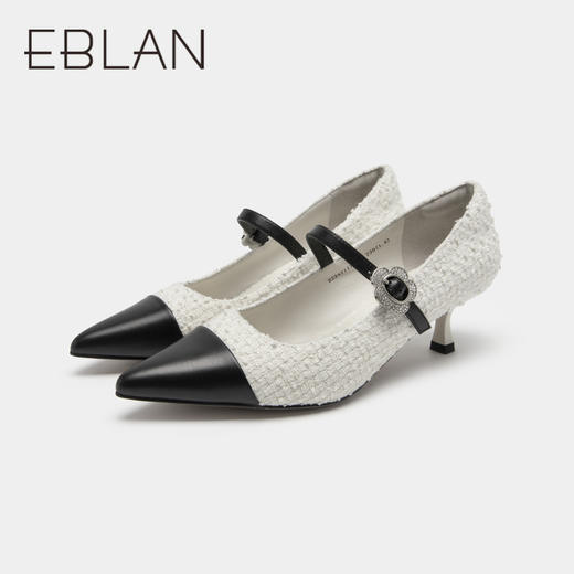 伊伴秋季女鞋小香风单鞋高跟鞋尖头气质通勤鞋细跟单鞋B23421178 商品图4