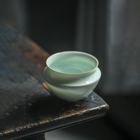 抱翁堂 景德镇 青白釉仿宋折肩水钵  陶瓷建水家用茶洗水洗茶水盂