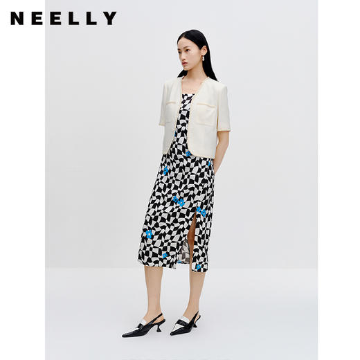 NEELLY纳俪商场同款秋季新款短袖小香风外套女气质百搭短款上衣N23071C01015 商品图1