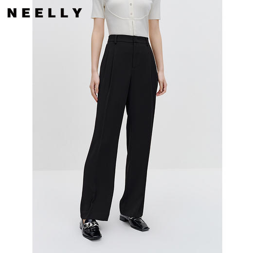 NEELLY纳俪商场同款垂感西装裤女简约通勤直筒阔腿长裤秋季新款N23071H01020 商品图1