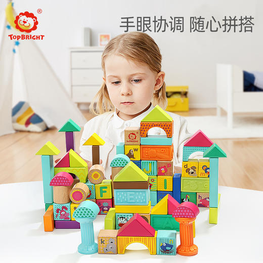 【高弹柔软的积木 体验双重触感】TOPBRIGHT特宝儿动物益智软胶积木 手眼协调 随心拼搭 木质桶装拼装积木 商品图0