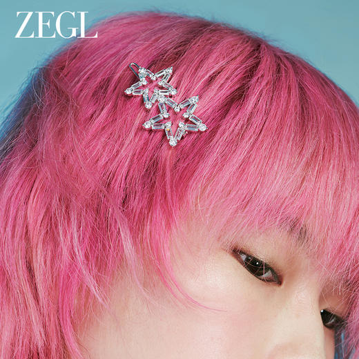 ZEGL璀璨星星发夹女2023新款后脑勺一字夹青蛙扣边夹侧边夹子头饰 商品图3
