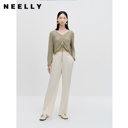 NEELLY纳俪商场同款垂感西装裤女简约通勤直筒阔腿长裤秋季新款N23071H01020 商品图2