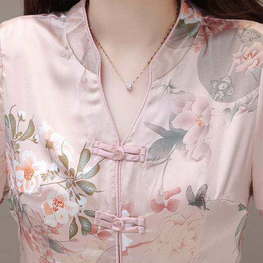 夏季新款，复古长袖直筒长裤妈妈装休闲两件印花套裤装QYM-TYP-A618-Y 商品图3