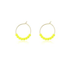北京仓｜La môme bijou-CRÉOLES-霓虹 黄色珠 Mini 耳环［法国设计师］