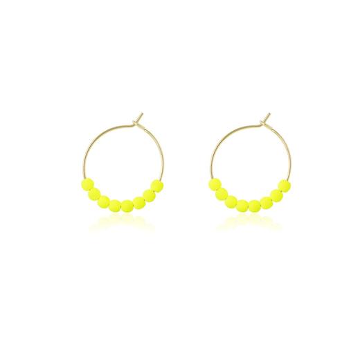 北京仓｜La môme bijou-CRÉOLES-霓虹 黄色珠 Mini 耳环［法国设计师］ 商品图0