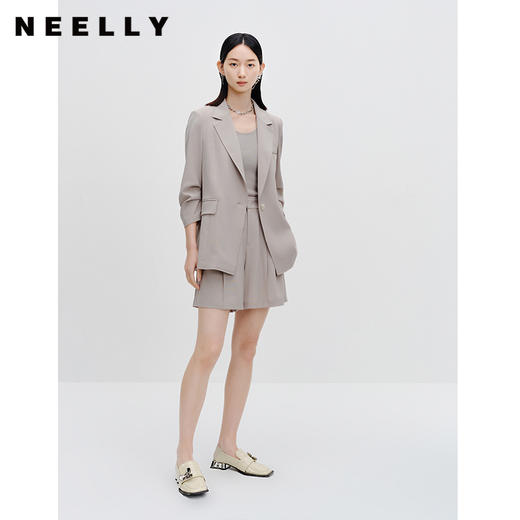 NEELLY纳俪商场同款气质高级灰无袖背心女时尚百搭修身小上衣外穿N23071A01005 商品图2