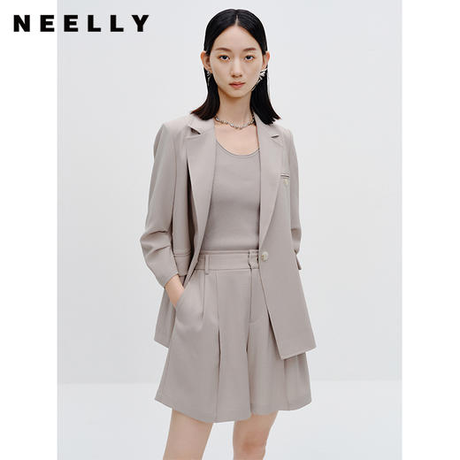 NEELLY纳俪商场同款一粒扣西装外套女修身气质百搭上衣小个子时尚N23071W01014 商品图0